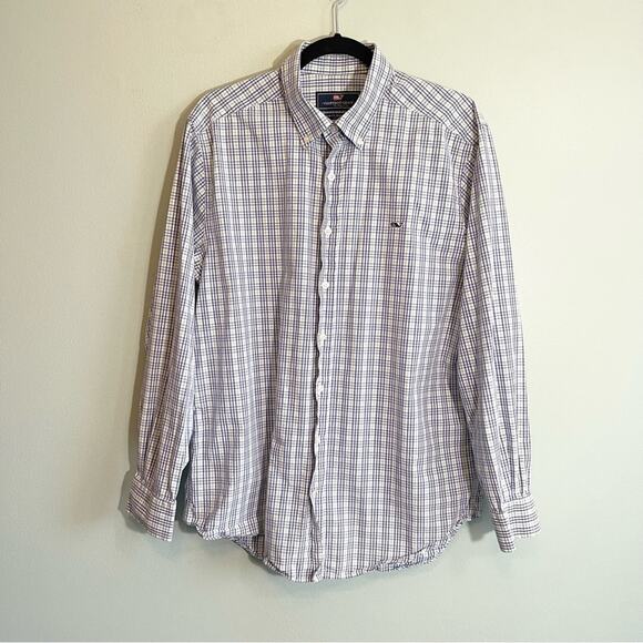 Men's Vineyard Vines Slim Fit Whale Button Down Plaid Shirt Size Large - Picture 1 of 13